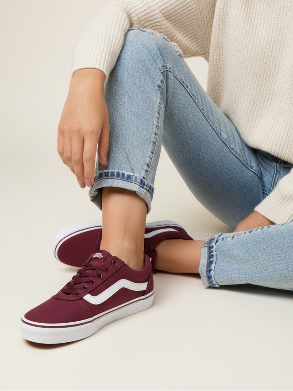 Vans Ward Old Skool Low-Top Canvas Sneakers - Port Royale/White